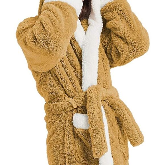 CASODA Kids Robe Girls Hooded Plush Sherpa Bathrobes - Picture 5 of 6